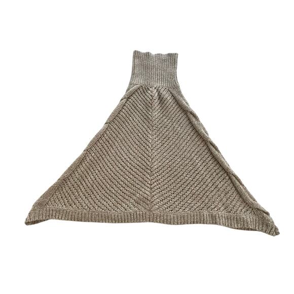 Eddie Bauer Womens Poncho Size M/L Beige Cable Knit Cowl Neck Sweater Shawl Cape - Picture 2 of 6